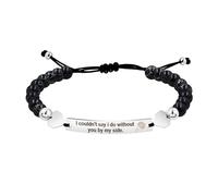 Uloveido Hand Woven Adjustable Black Turquoise Beaded Bracelet,Engraved with I Am Such A Lucky Bride To Have You By My Side Stainless Steel Bracelet, A Gift for Her Engagement and Wedding SJY4294