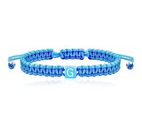 Uloveido Handmade Braided Blue String Bracelets Letter A-Z, Adjustable Woven Cuff Surfer Beach Wrap Bracelet Friendship, Adjustable, Polyester, no gemstone