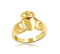 Uloveido High Polished Gold Color Irish Claddagh Heart Hand Ring Crown Love Loyalty Ring Wedding Band for Men Boyfriend Y981-gold（Size 8）