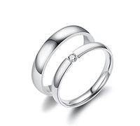 Uloveido His and Her Couple Promise Wedding Glossy Cubic Zircona Zircon Band Rings for Girlfriend Boyfriend Y1829(Women,Size 8)