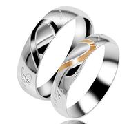 Uloveido His and Her Stainless Steel Heart Shape Matching Set Real Love Couples Wedding Band for Women Y552 (Size T)