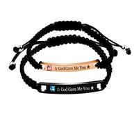 Uloveido His and Hers Matching Couples Bracelets Set, Stainless Plate Braided Rope Bracelet for Boyfriend and Girlfriend (God Gave Me You)
