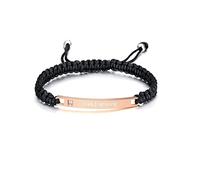 Uloveido His and Hers Matching Set Titanium Stainless Steel ID Plate Handmade Braided Rope Couples Bracelets for Him and Her (Custom-1PC Rose Gold)