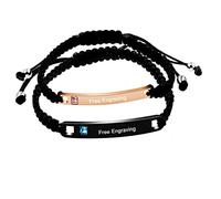 Uloveido His and Hers Matching Set Titanium Stainless Steel Personalized Couple Bracelet Custom Engraving (A Pair) (Black and Rose Gold)