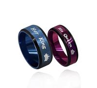 Uloveido His Queen Ring Black Purple Tone, Matching Wedding Band Promise Ring, Couples Valentines Jewelry for Women Girlfriend Y1314 (size 7)