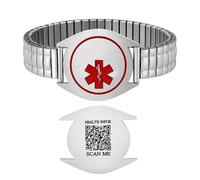 Uloveido Hypoallergenic Stainless Steel Slip-On Medical Alert Bracelet - Personalized Emergency ID Medication Alert Bracelet for Seniors Adults Y6039