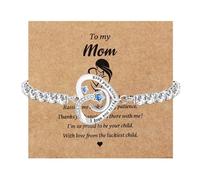 Uloveido I Love You to the Moon and Back Bracelet, Blue Star and Moon in Heart Tennis Bracelets, Mom Gifts for Birthday Mother's Day Christmas from Daughter YA4752