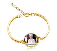 Uloveido In Memorial of UK Queen Elizabeth II Bracelet Memorial Keepsake Mourning Bangle Remembrance Gifts Y2648 (Gold)