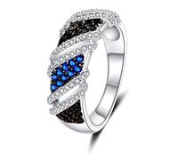 Uloveido Infinity Ring for Women Black Crystal Fashion Elegant Rings White Gold Plated Inlayed Finger Rings Jewellery (Size L) Y360