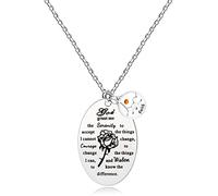 Uloveido Inspirational God Grant Me Serenity Prayer Necklace Oval Pendant Religious Courage Jewelry with Mustard Seed Y827… (Faith Mustard Seed)