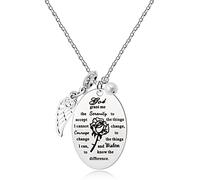 Uloveido Inspirational God Grant Me Serenity Prayer Necklace Oval Pendant Religious Courage Jewelry with Mustard Seed Y827… (Wing)