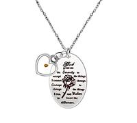 Uloveido Inspirational God Grant Me Serenity Prayer Necklace Oval Pendant Religious Courage Jewelry with Mustard Seed Y827… (Heart Mustard Seed)