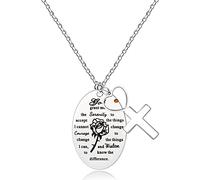 Uloveido Inspirational God Grant Me Serenity Prayer Necklace Oval Pendant Religious Courage Jewelry with Mustard Seed Y827… (Heart Cross Mustard Seed)