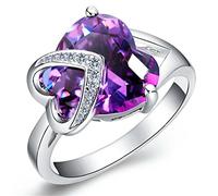 Uloveido Lady Purple Heart Infinity Ring Love Statement Rings Birthday Valentine's Gifts Idea for Women Girl J130 (Size S)