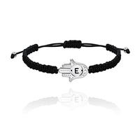 Uloveido Letter E Hand of Fatima Bracelet Hamsa Hand Evil Eye Lucky Charm Protection Bracelet Adjustable Christmas Gifts Y3791-E