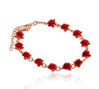 Uloveido Lovely Rose Gold Plated Rose Bracelet Link Bracelet Stainless Steel Flower Bracelet for Mothers Girls Girlfriend (Rose Gold Color) Y452