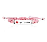 Uloveido Medical Alert ID Bracelet Laser Engraved Epilepsy Adjustable Wristband for Men Women Emergency First Aid, Handmade Braided Health Alert Engraved Bracelet Y3944, Adjustable, Stainless Steel