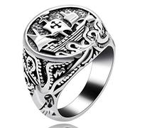 Uloveido Men Big Cross Punk Jewelry Ring Stainless Steel Punk Biker Rings Boys Men Birthday Anniversary Party Jewelry Ring Y521