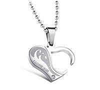 Uloveido Men's Cool Titanium I Love You Necklace Stainless Steel Love Heart Puzzle Matching Necklace Valentine's Birthday Gifts Ideas for Him Boyfriend SN922-MEN