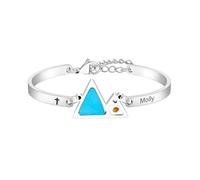 Uloveido Mustard Seed Faith Bracelet for Women, Blue Triangle Mountain Stainless Steel Adjustable Bangle, Personalized Engraved YA6454