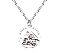 Uloveido Mustard Seed Mountain Necklace Stainless Bible Quote Pendant Engraved 'Be Strong, Be Brave, Be Fearless. You Are Never Alone' Y2396-UK