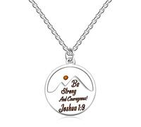 Uloveido Mustard Seed Mountain Necklace Stainless Steel Bible Verse Pendant Engraved 'Be Strong And Courageous! Joshua 1:9' Y2395-UK