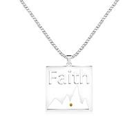 Uloveido Mustard Seed Necklace | Inspirational Hollow Letter Faith Square Mountain Pendant | Catholic Faith Jewelry for Christians, Hikers in Stainless Steel, Stainless Steel, No Gemstone