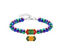 Uloveido Natural Healing Hematite Beads Stress Relief Bracelets for Women, Chinese Traditional Best Wishes Good Luck 平安 喜乐 Bracelets for Women Girls Y1981, Stone, hematite