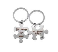 Uloveido No Matter What No Matter Where Keychain for Couples Families, Puzzle Matching Charms Gifts Lovers Keyrings for Women and Men