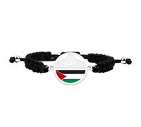 Uloveido Palestine Wristband with Mosque Dome Pendant | White Black Cord in Stainless Steel or Gold | Unisex Handmade Arab Heritage | Islamic Statement Ramadan Jewelry | YA6014