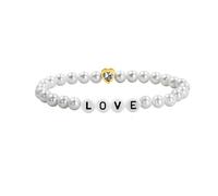 Uloveido Pearl Beaded Bracelet with Love Letters, Stretch Love Alphabets Bracelet Beaded Jewelry, Elegant Pearl Jewelry for Her YA5630