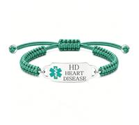 Uloveido Personalized Medical Alert Bracelet, Custom Engraved Text or Editable QR Code Medical ID Bracelet, Adjustable Braided Emergency Identification Wristband, Suitable for Daily Wear(Green-HD)