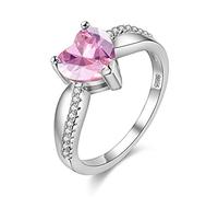 Uloveido Pink Austrian Crystal Heart Hallow Ring for Women Wedding in White Gold Ring Size L Y3051