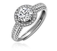 Uloveido Platinum Plated CZ Crystal Solitaire Wedding Engagement Rings Her Adjustable Promise Anniversary Rings for Women Girl Y3768