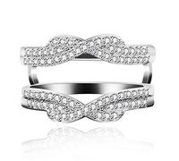 Uloveido Platinum Plated Solitaire Ring Enhancer Double Band Infinity Ring Enhancer Wedding Promise Cross Rings for Women (Size S)