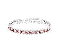Uloveido Red Crystal Bracelet for Women - Adjustable Tennis Bracelet with Prong-Set Red Cubic Zirconia - Romantic Gift for Sister Wife or Mom YA6110