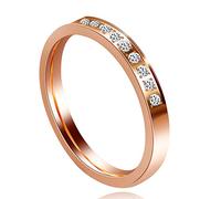 Uloveido Rose Gold Color Titanium Steel Engagement Anniversary Wedding Infinity Band Ring for Women Girlfriend with Cubic Zirconia Size L Y557