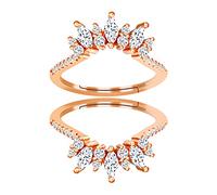 Uloveido Rose Gold Plated 2 PC Enhancer Ring Set for Women, 925 Silver Engagement Band Cubic Zirconia for Halo Solitaire Ring (Size T)