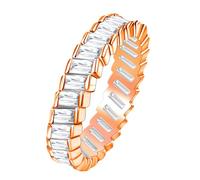 Uloveido Rose Gold Plated Wedding Band Rings Cubic Zirconia Faux Diamond Rectangle Cut Eternity Bands for Women Y1790 (Rose Gold, Size 7)