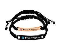 Uloveido Stainless ID Plate Bracelets Handmade Braided Rope Wrist Bangle for Men Women Friendship Couple Bracelet (You are My Person)