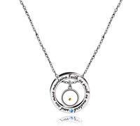 Uloveido Stainless Steel Circle Round Pendant Faith Necklace Bible Verse Christian Jewelry with Real Mustard Seed Charms Y958 (Round)