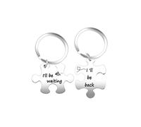 Uloveido Stainless Steel Couples Keychains Set I'll be back I'll be Waiting Puzzle Matching Keyrings for Women and Men