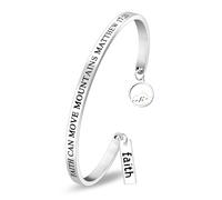 Uloveido Stainless Steel Cuff Bracelets for Girls Women with Round Mountain Mustard Seed - Faith Can Move Mountains Matthew 17:20 Bible Verse Bracelets for Christian Y3976
