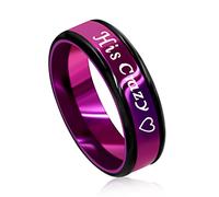 Uloveido Stainless Steel His Crazy Ring Wedding Band Promise Rings His and Hers Couples Gifts for Boyfriend and Girlfriend (Purple His Crazy Size P1/2)