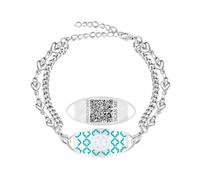Uloveido Stainless Steel Medical Alert Bracelet | Double Layer Heart Chain Medical ID Bracelet & Dual Lobster Clasp | Customized Laser Text Engraved or Dynamic QR Code (Dynamic QR Code)