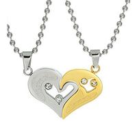 Uloveido Stainless Steel Mens Womens Couple Pendant Necklace Love Heart Peddant Gifts for Girls, Present for Dad Mom (Gold) SN102
