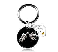 Uloveido Stainless Steel Mountain Keychain Hiking Climber Jewelry Mustard Seed Keyring Y763, Black,heart Mountain, Medium