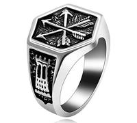 Uloveido Stainless Steel Wide Hexagon Ring for Men Hip-Pop Ring Freedom Rings for Boyfriend Boy Party Holiday Jewelry Gift Y522