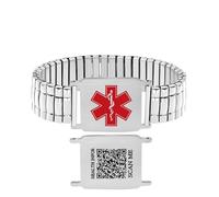 Uloveido Stylish Customizable Medical ID Bracelet - Stretchable Slip-On Style Bracelet with Personalized Medical Conditions Emergency ID for Elderly Parents Y6038