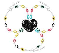 Uloveido Sun Moon Star Heart Connecting Bracelets for 3 Best Friends, Evil Eye Beaded Good Luck Protection Friendship Bracelets for 3 Girls Y4304